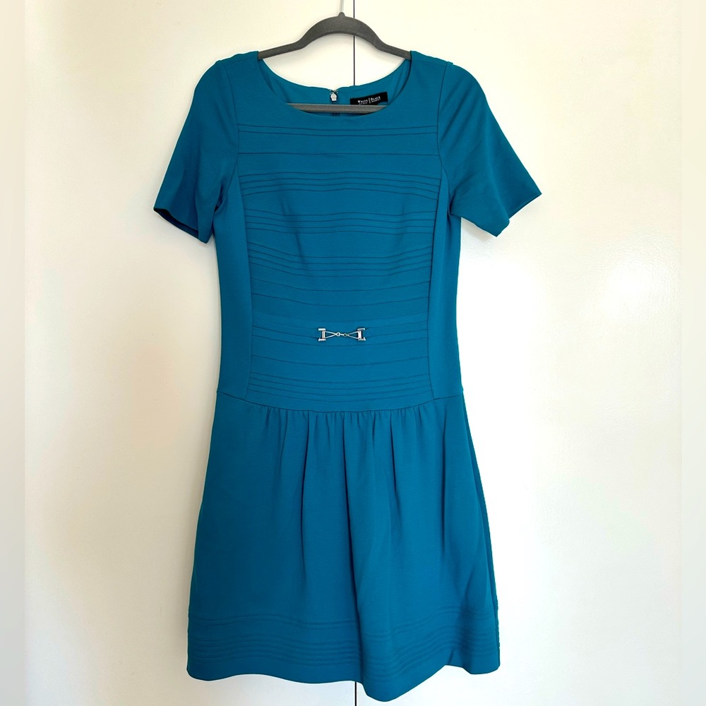 White House Black Market Teal Fit-and-Flare Dress